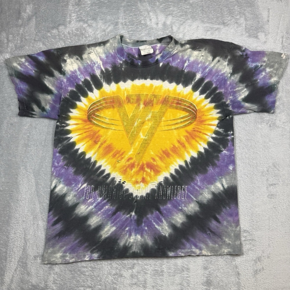 Vintage Van Halen Shirt Mens XL Tie Dye Unlawful Carnal Knowledge Thrashed Holes